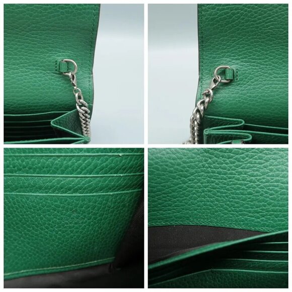 Authentic GUCCI Dionysus Chain Wallet Green Leather Shoulder Bag 1020-062824 - Picture 11 of 12